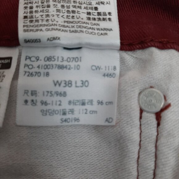 Levis Mens 513 Slim Straight Burgundy Jeans W38 L30 Cotton - Picture 9 of 10